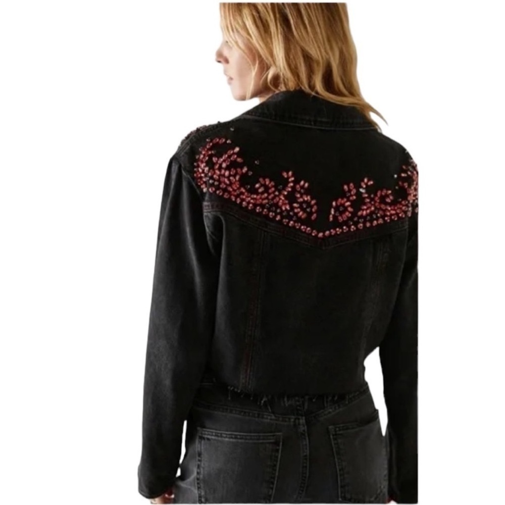 NWOT Free People Ruby Rebel Denim Black Jacket - Picture 1 of 14